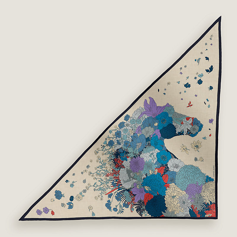 エルメス　トライアングルジェアン　カシシル　ローブレジェール　新品未使用　馬 トライアングル ジェアン カシミアシルク 《ローブ・レジェール